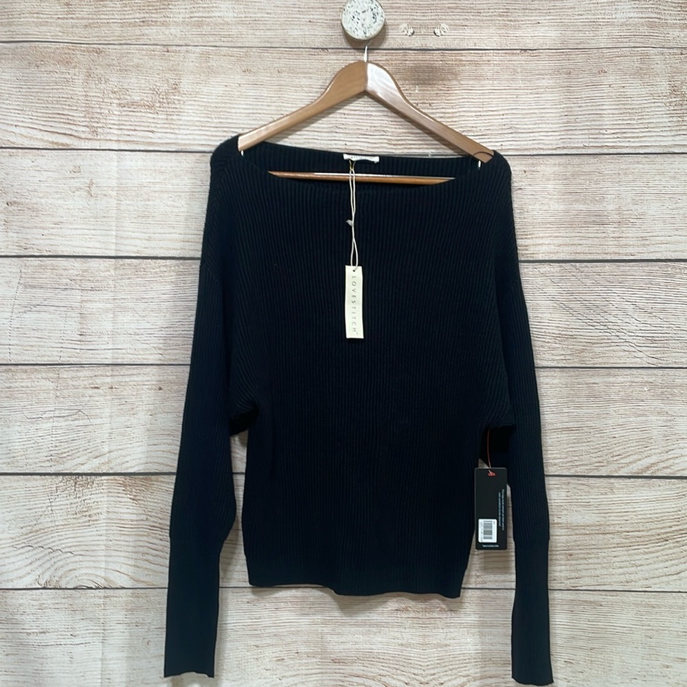 NWT LoveStitch Sz Medium Black Long Sleeve Sweater